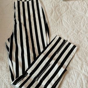 Black and white striped pants